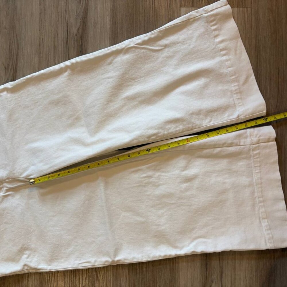 Max Studio Wide Leg High Waist White Denim Cropped Pants Size 10 - Picture 7 of 8